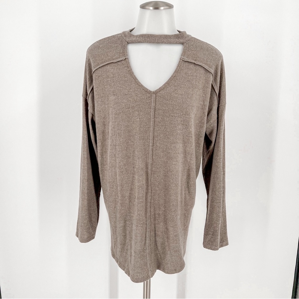 Cherish brown long tunic with laser cut neckline